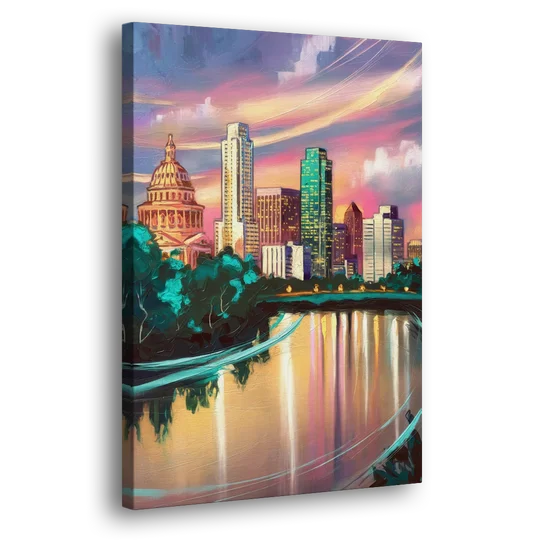 Austin Vibrant Skyline - Canvas Wall Art - Side