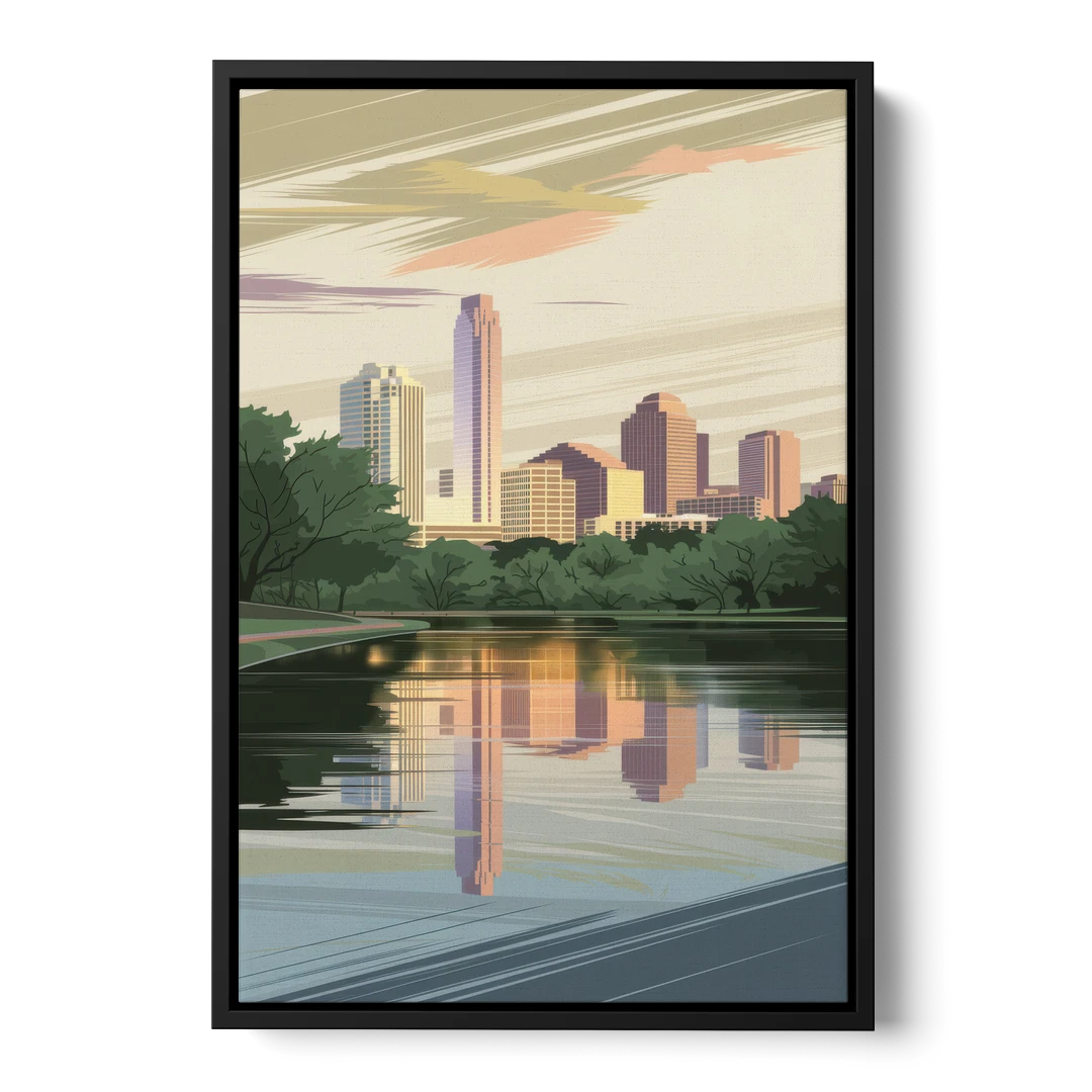 Austin Zilker Park Views - Black Framed Canvas Wall Art - Front