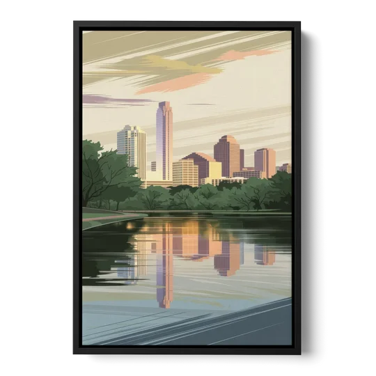 Austin Zilker Park Views - Black Framed Canvas Wall Art - Front