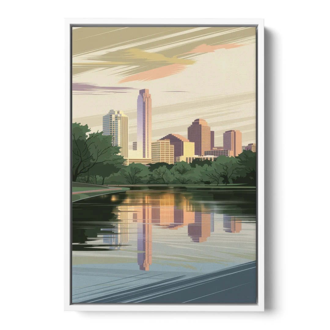 Austin Zilker Park Views - White Framed Canvas Wall Art - Front