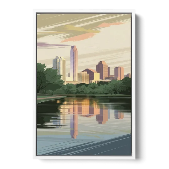 Austin Zilker Park Views - White Framed Canvas Wall Art - Front