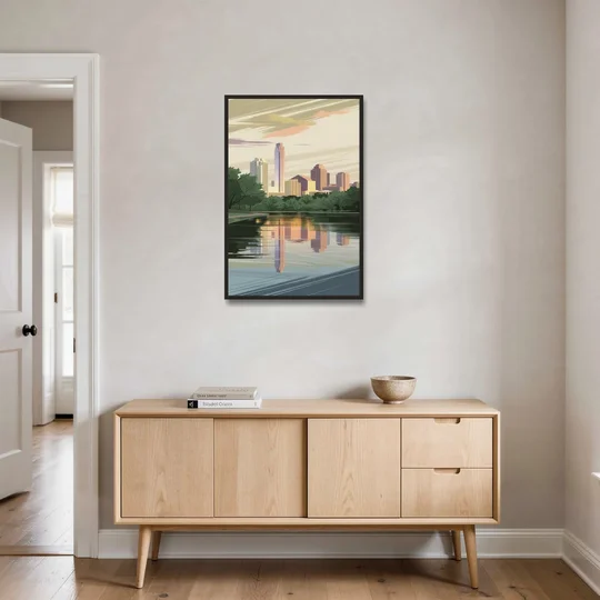 Austin Zilker Park Views - Black Framed Canvas Wall Art - Coffee Table - 24x36