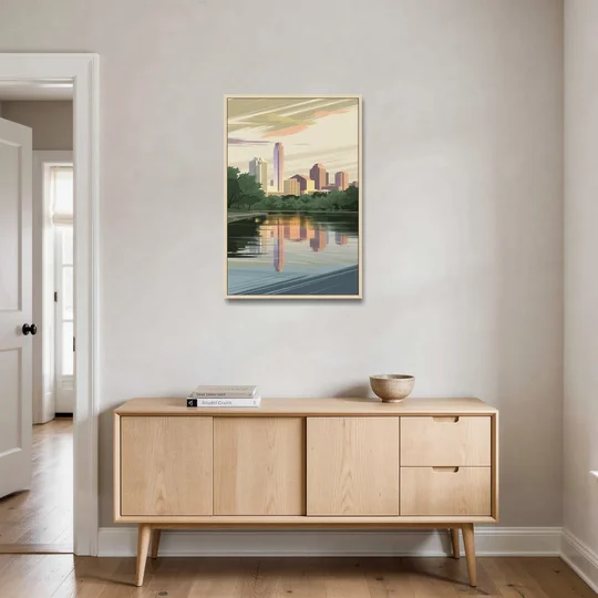 Austin Zilker Park Views - Oak Framed Canvas Wall Art - Coffee Table - 24x36