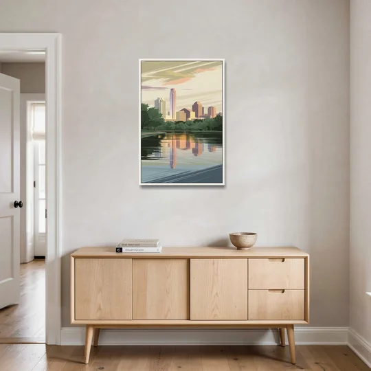 Austin Zilker Park Views - White Framed Canvas Wall Art - Coffee Table - 24x36