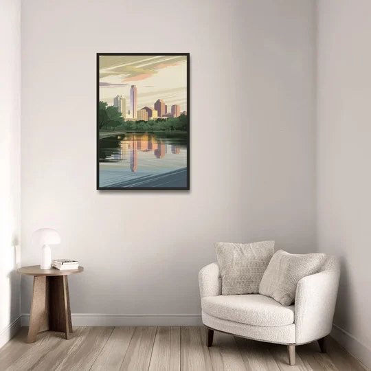 Austin Zilker Park Views - Black Framed Canvas Wall Art - Sofa - 24x36