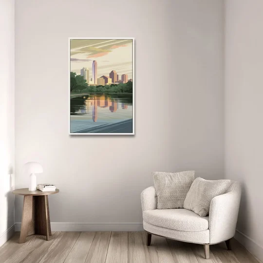 Austin Zilker Park Views - White Framed Canvas Wall Art - Sofa - 24x36