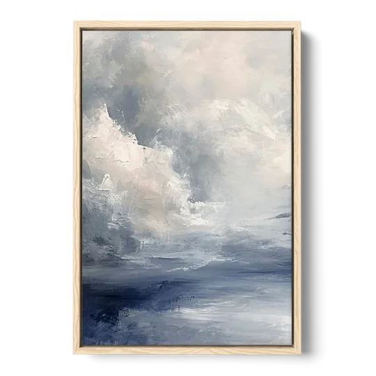Azure Veil I - Oak Framed Canvas Wall Art - Front