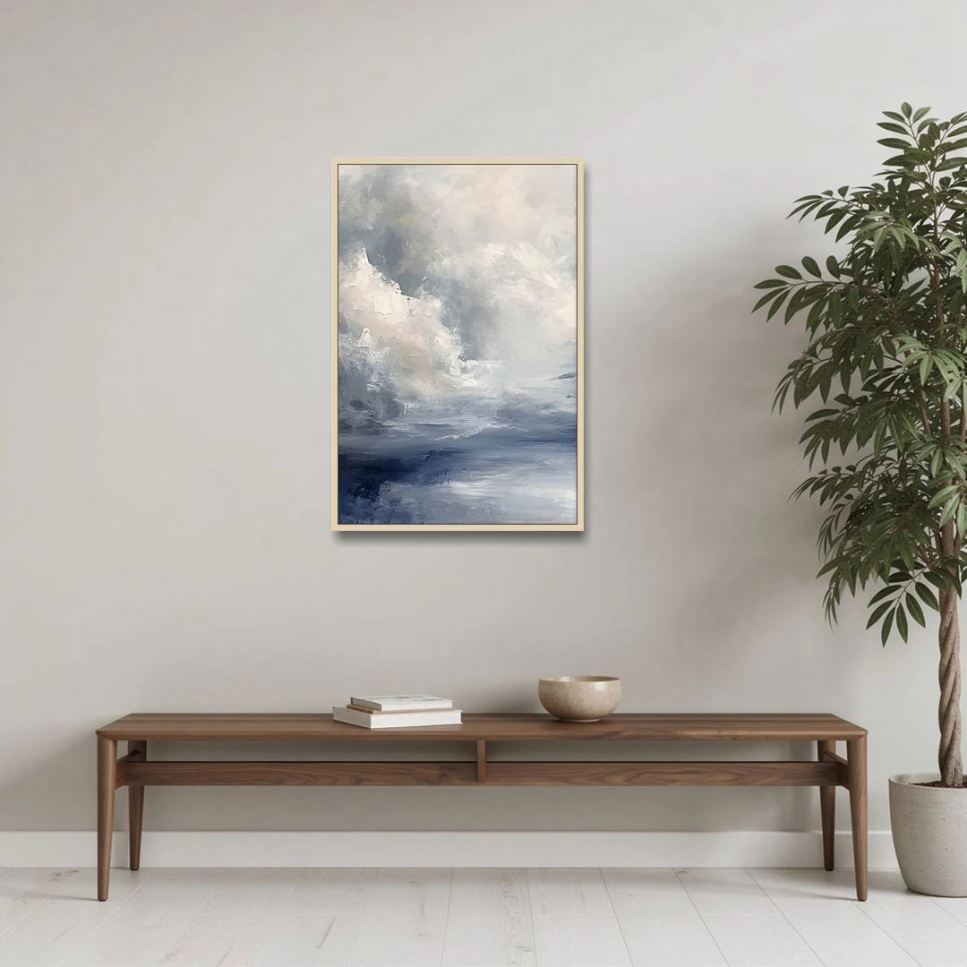 Azure Veil I - Oak Framed Canvas Wall Art - Coffee Table - 24x36