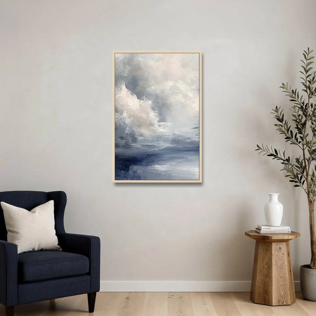Azure Veil I - Oak Framed Canvas Wall Art - Sofa - 24x36