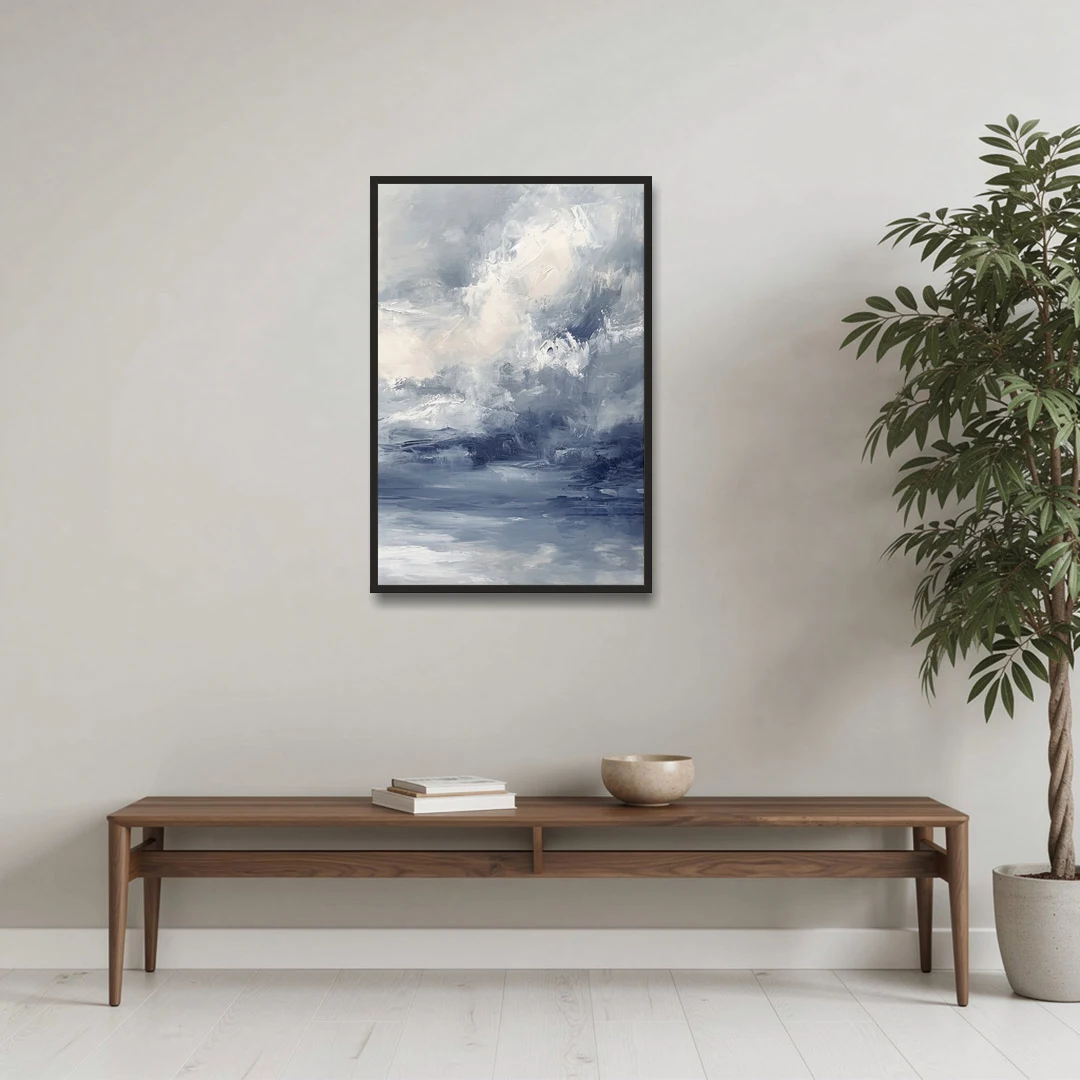 Azure Veil II - Black Framed Canvas Wall Art - Coffee Table - 24x36