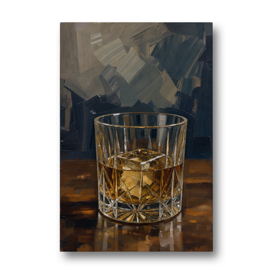 Bachelor Pad Wall Art Whiskey on the Rocks - Canvas Wall Art - Front