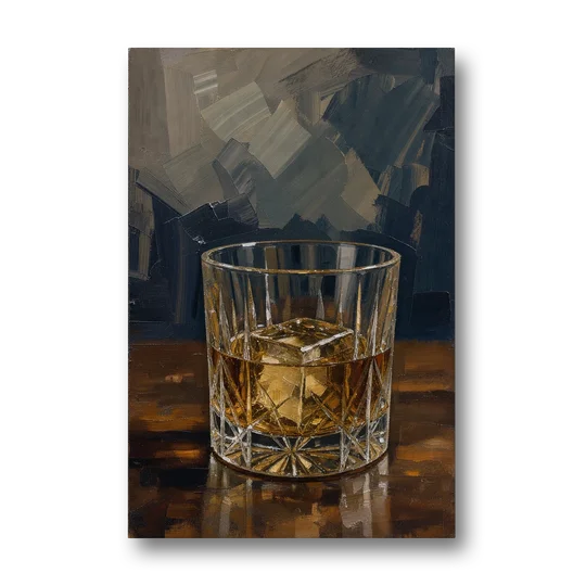 Bachelor Pad Wall Art Whiskey on the Rocks - Canvas Wall Art - Front