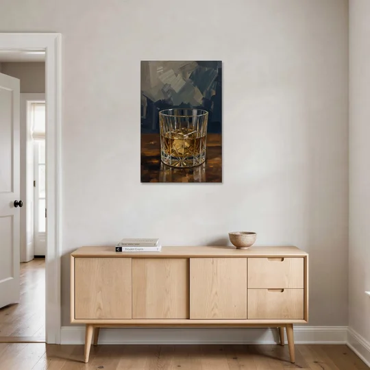 Bachelor Pad Wall Art Whiskey on the Rocks - Canvas Wall Art - Coffee Table - 24x36
