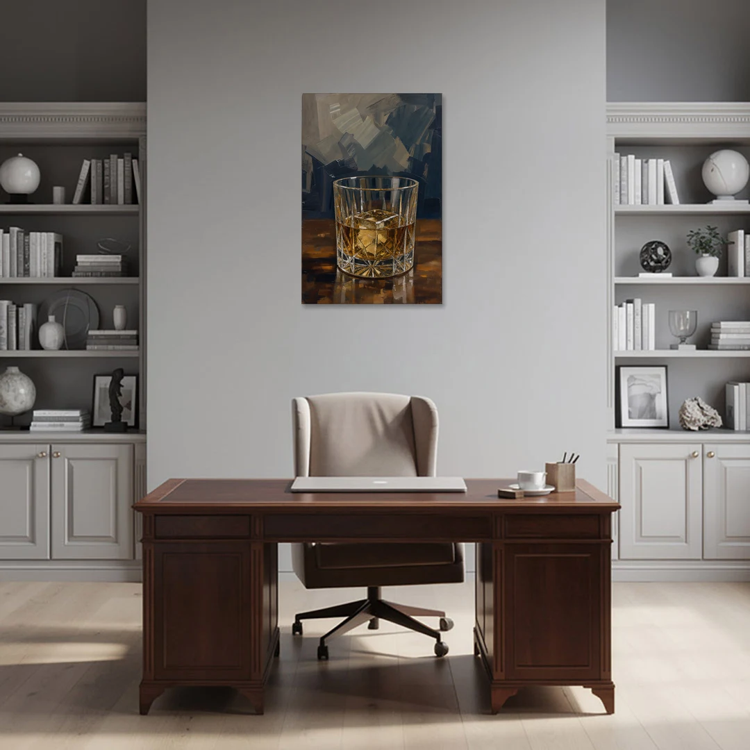 Bachelor Pad Wall Art Whiskey on the Rocks - Canvas Wall Art - Office - 24x36