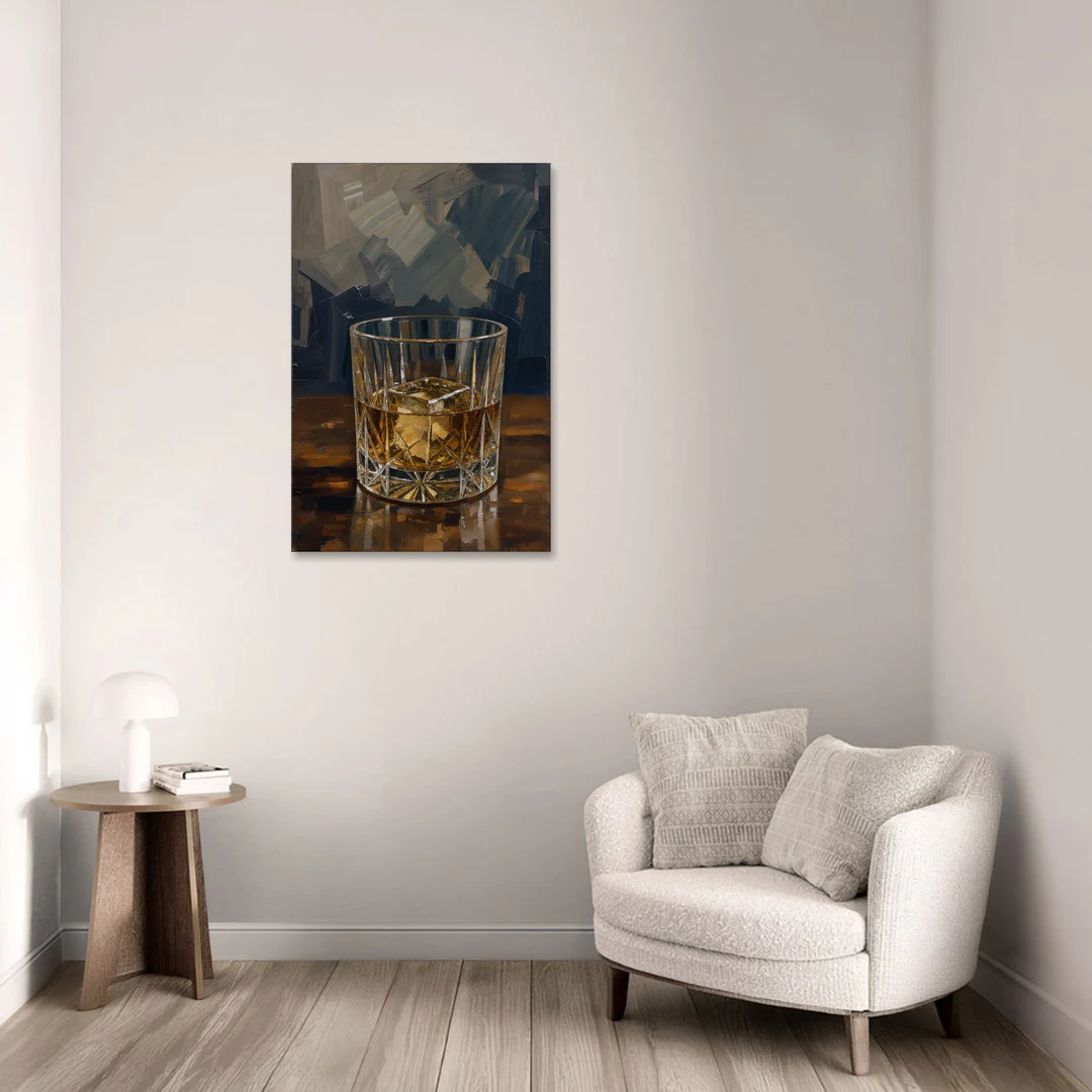 Bachelor Pad Wall Art Whiskey on the Rocks - Canvas Wall Art - Sofa - 24x36