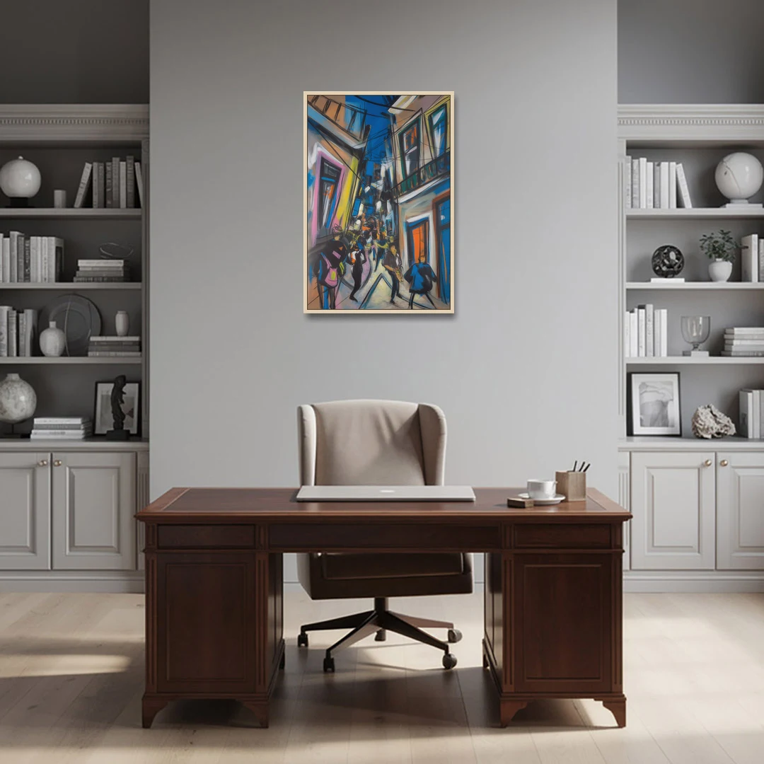 Bairro Alto Vibes - Oak Framed Canvas Wall Art - Office - 24x36