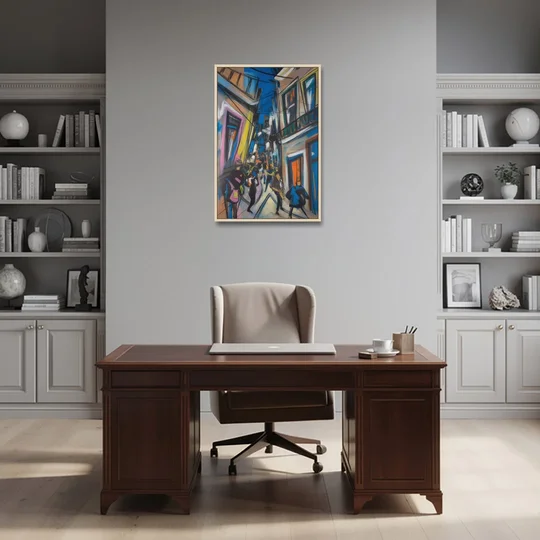 Bairro Alto Vibes - Oak Framed Canvas Wall Art - Office - 24x36