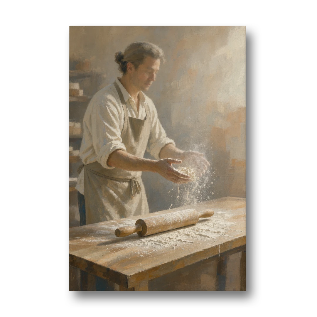 Bakery Decor Flour Toss Over the Rolling Pin - Canvas Wall Art - Front