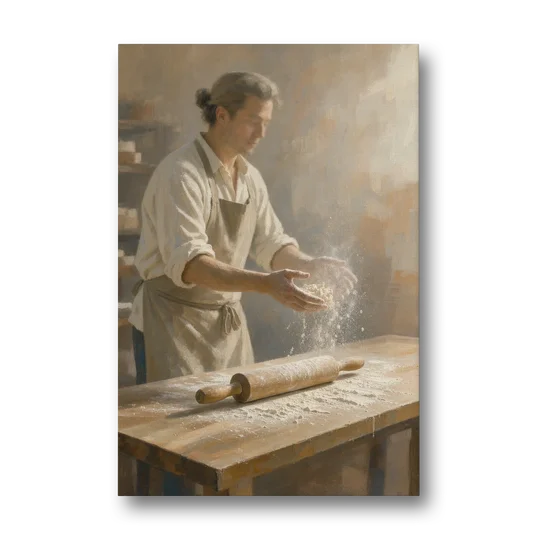 Bakery Decor Flour Toss Over the Rolling Pin - Canvas Wall Art - Front