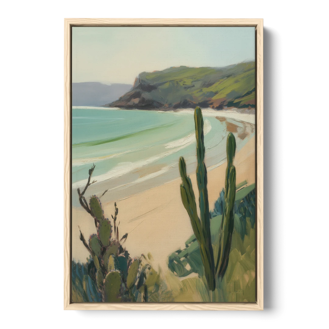Balandra Beach Bay - Oak Framed Canvas Wall Art - Front