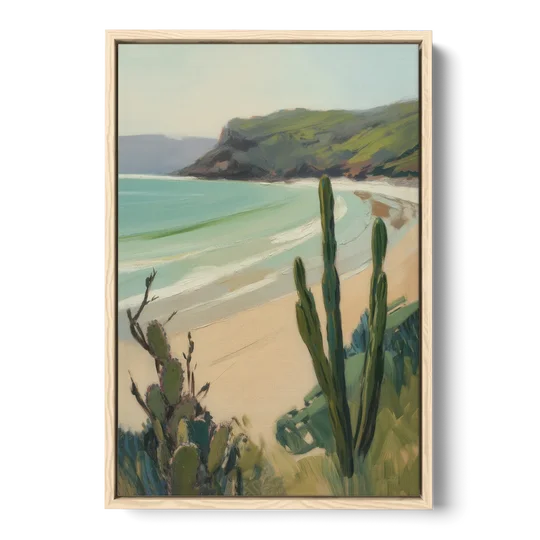 Balandra Beach Bay - Oak Framed Canvas Wall Art - Front