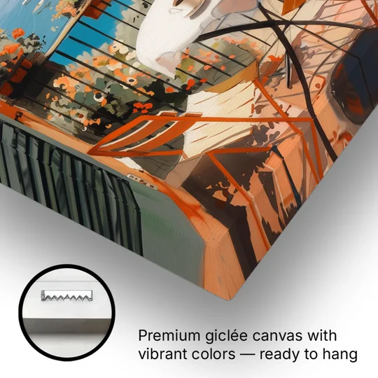 Balcony Painting Over an Italian Bay - Canvas Wall Art - Gallery Wrap Corner