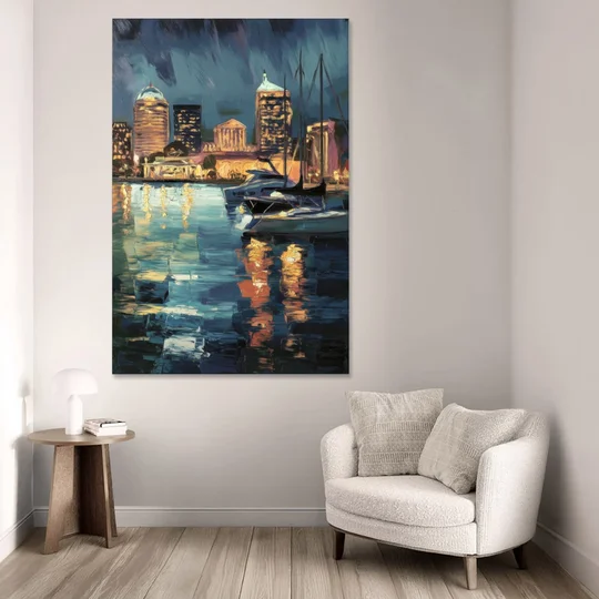 Baltimore Harbor Nightscape - Canvas Wall Art - Sofa - 40x60