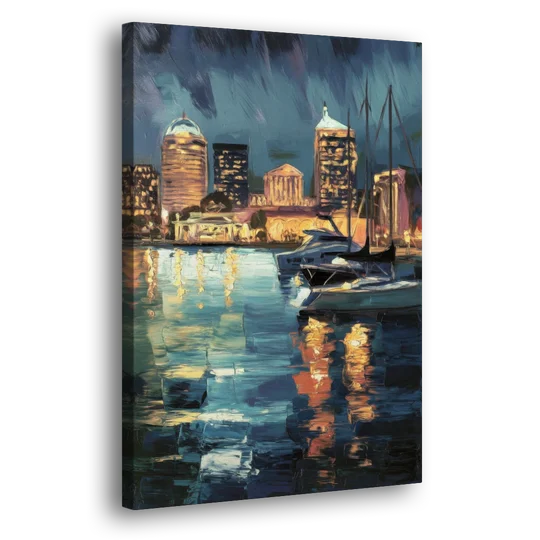 Baltimore Harbor Nightscape - Canvas Wall Art - Side