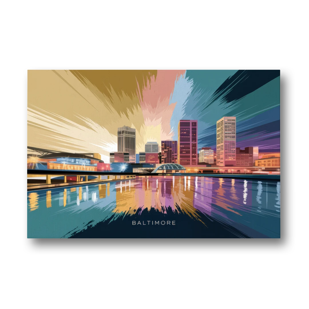 Baltimore Iconic Skyline - Canvas Wall Art - Front