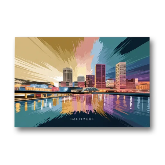 Baltimore Iconic Skyline - Canvas Wall Art - Front
