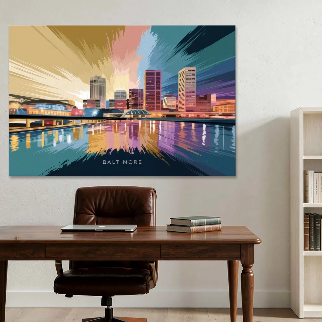 Baltimore Iconic Skyline - Canvas Wall Art - Office - 60x40