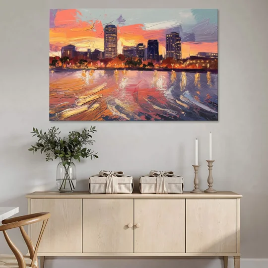 Baltimore Inner Harbor Sunset - Canvas Wall Art - Coffee Table - 60x40