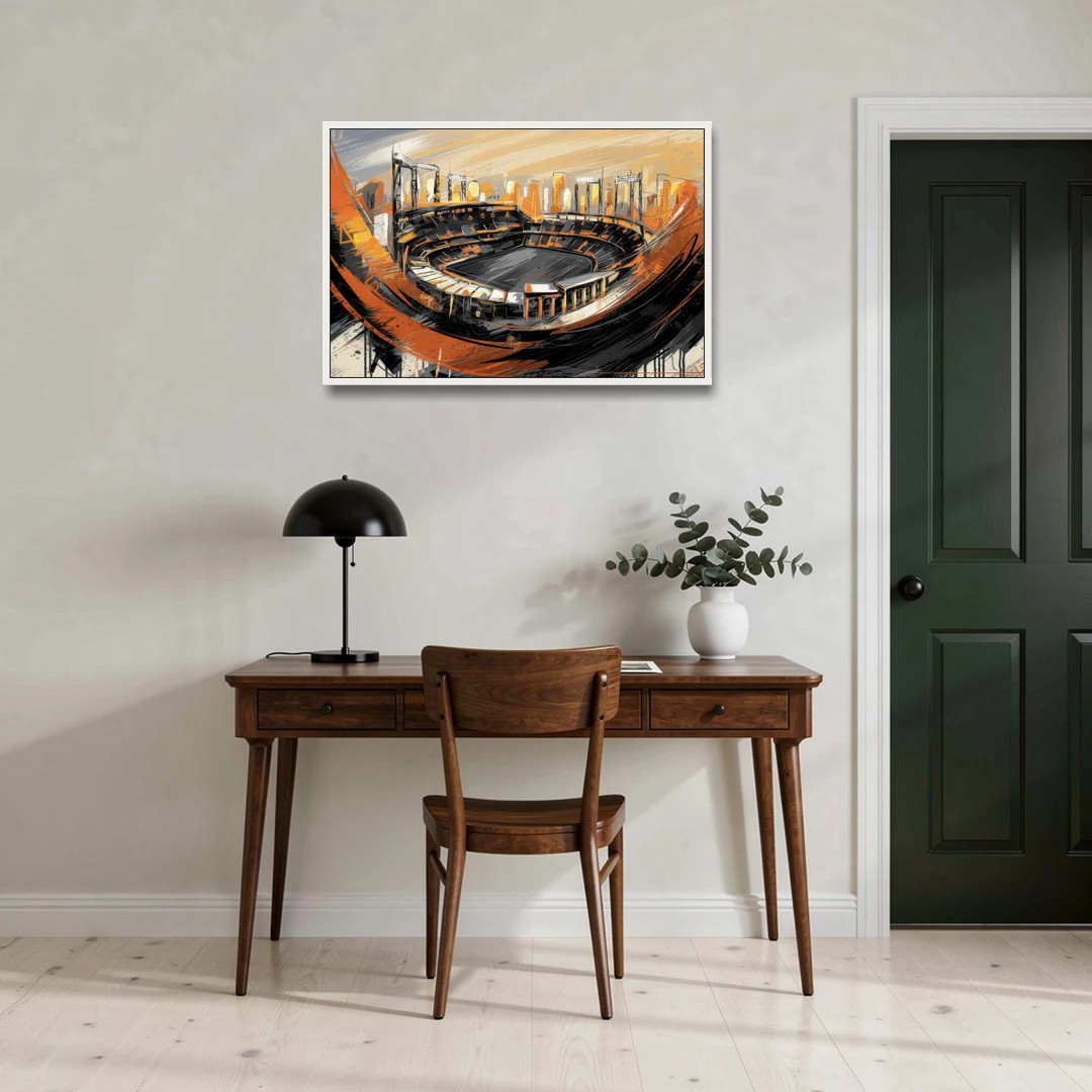 Baltimore Orioles Team Spirit - White Framed Canvas Wall Art - Office - 36x24