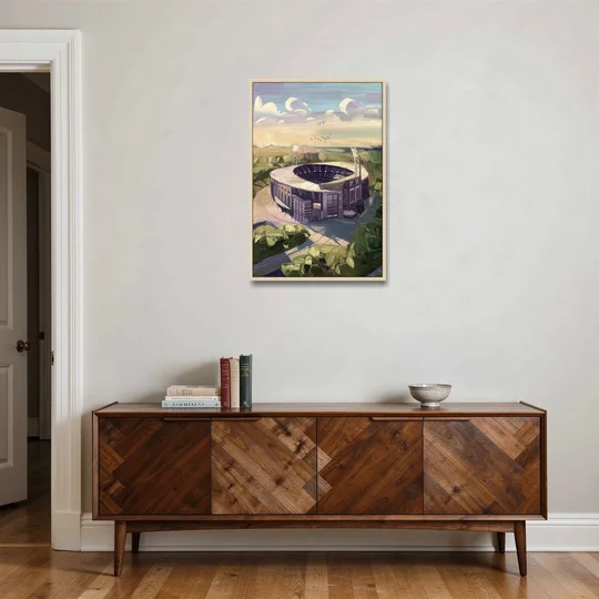 Baltimore Ravens Stadium View - Oak Framed Canvas Wall Art - Coffee Table - 24x36