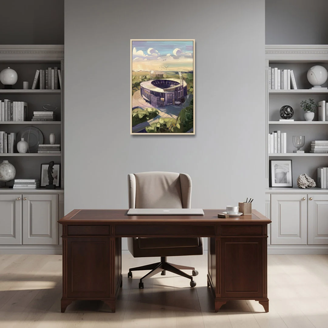 Baltimore Ravens Stadium View - Oak Framed Canvas Wall Art - Office - 24x36