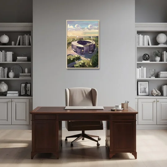 Baltimore Ravens Stadium View - Oak Framed Canvas Wall Art - Office - 24x36