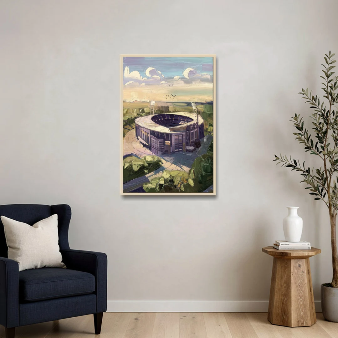 Baltimore Ravens Stadium View - Oak Framed Canvas Wall Art - Sofa - 24x36