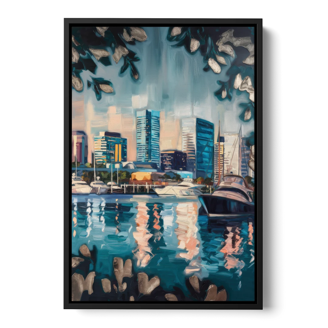 Baltimore Scenic Harbor Views - Black Framed Canvas Wall Art - Front