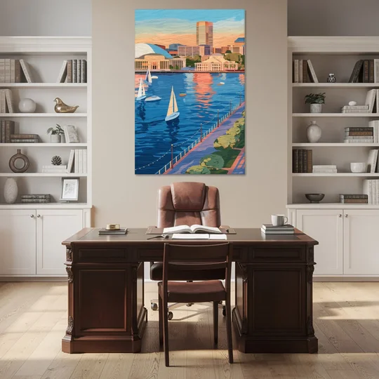 Baltimore Waterfront Charm - Canvas Wall Art - Office - 40x60