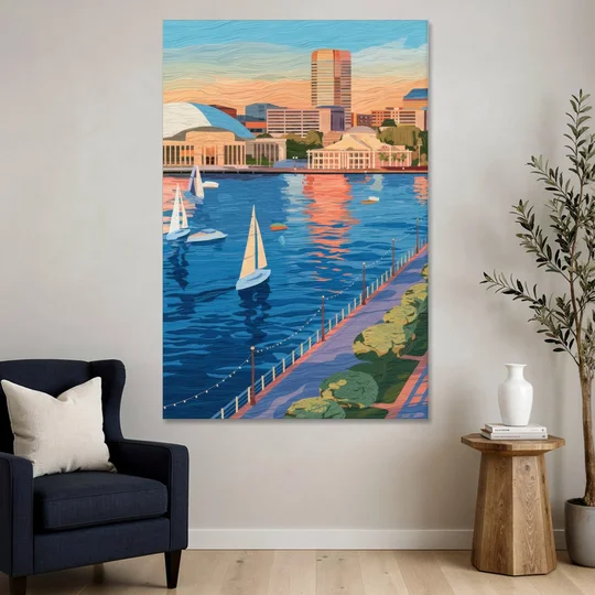 Baltimore Waterfront Charm - Canvas Wall Art - Sofa - 40x60