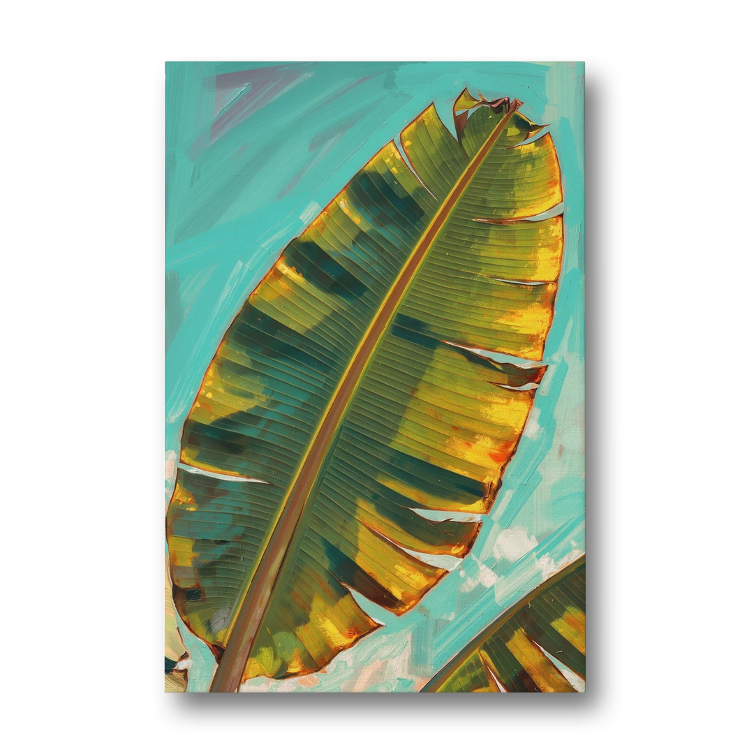 Banana Leaf Wall Art in Golden Backlight - Canvas Wall Art - Front