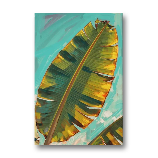 Banana Leaf Wall Art in Golden Backlight - Canvas Wall Art - Front