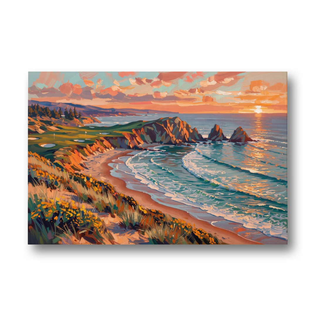 Bandon Golf Course Panorama - Canvas Wall Art - Front