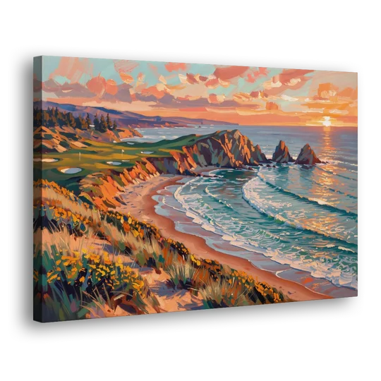 Bandon Golf Course Panorama - Canvas Wall Art - Side