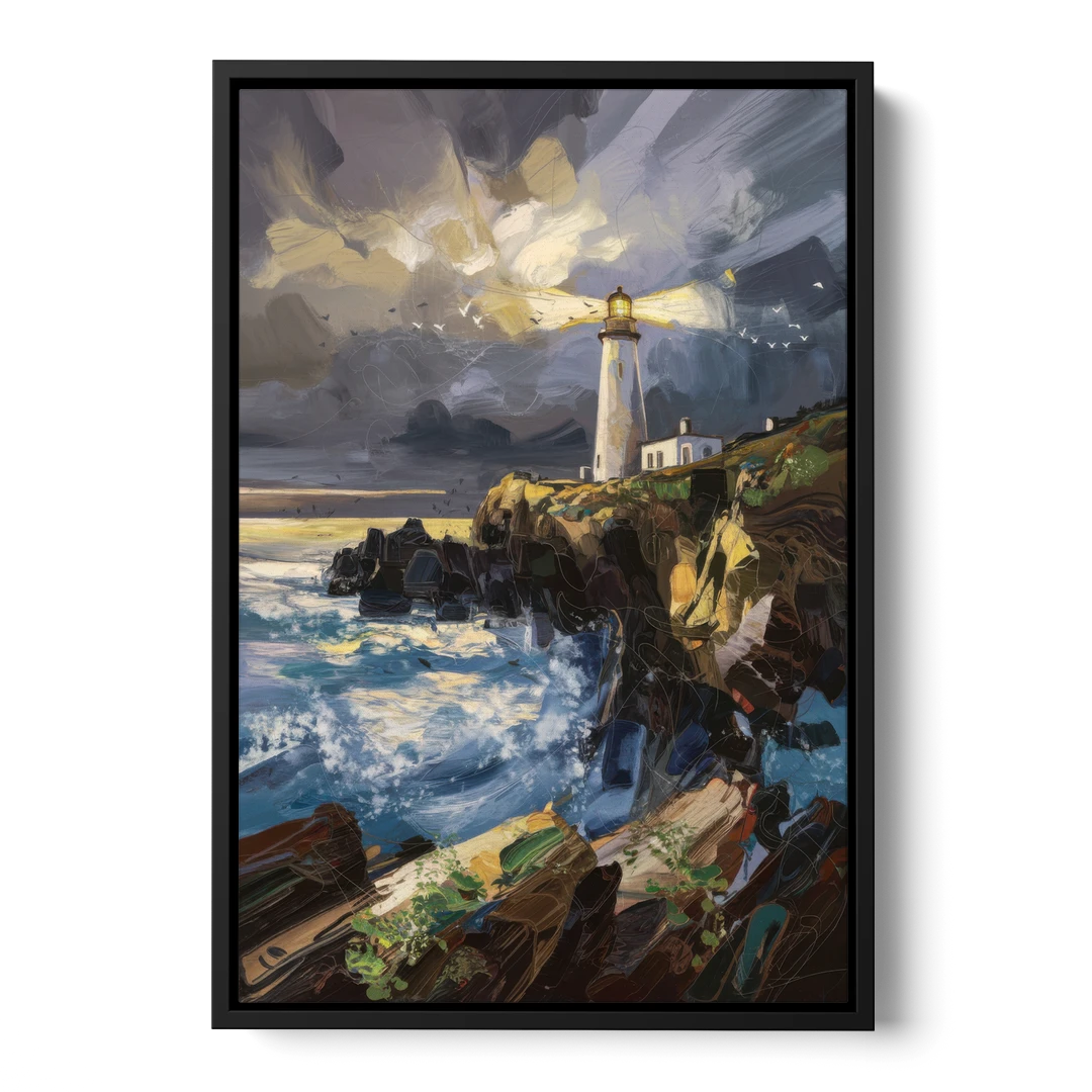 Bandon Lighthouse View - Black Framed Canvas Wall Art - Front