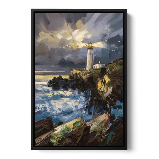 Bandon Lighthouse View - Black Framed Canvas Wall Art - Front