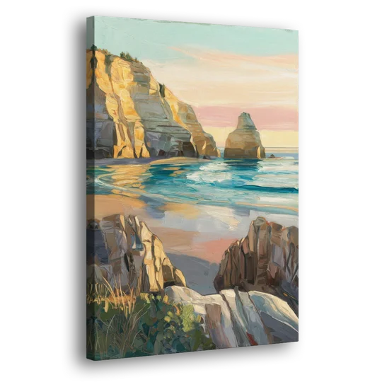 Bandon Ocean Cliffs - Canvas Wall Art - Side