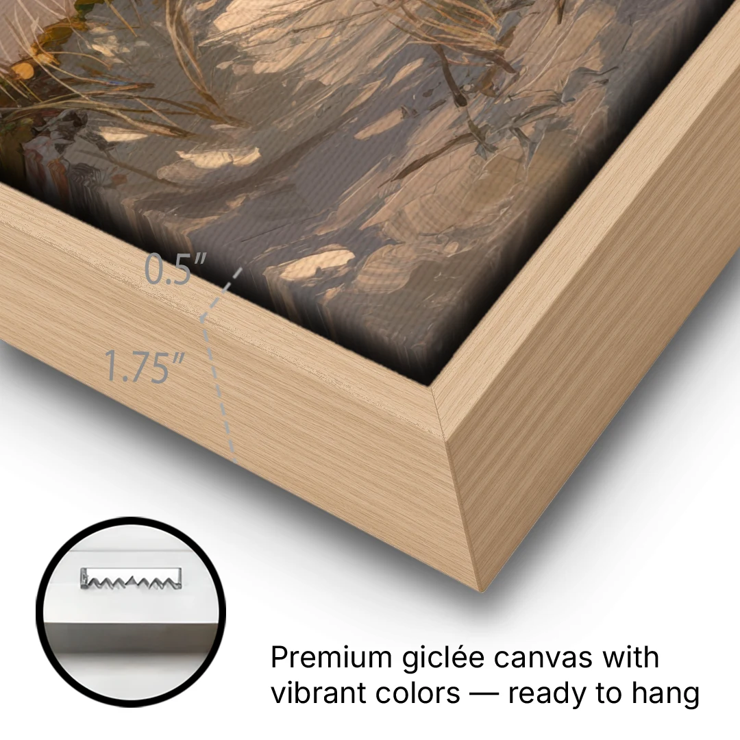 Bandon Pacific Coast - Oak Framed Canvas Wall Art - Gallery Wrap Corner