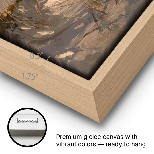 Bandon Pacific Coast - Oak Framed Canvas Wall Art - Gallery Wrap Corner