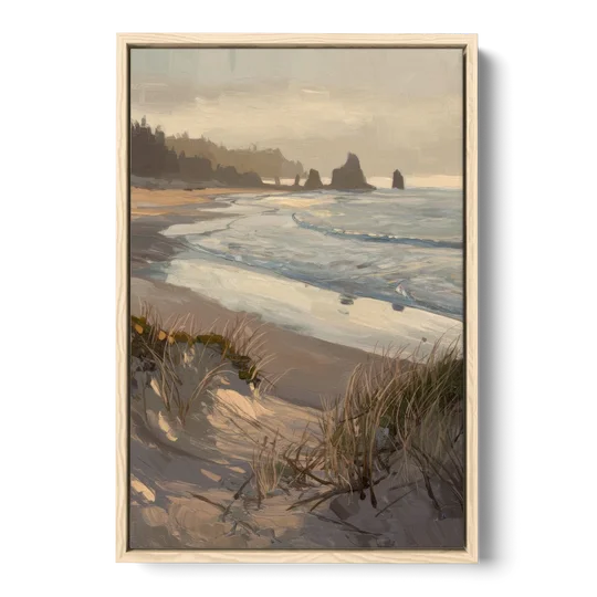 Bandon Pacific Coast - Oak Framed Canvas Wall Art - Front